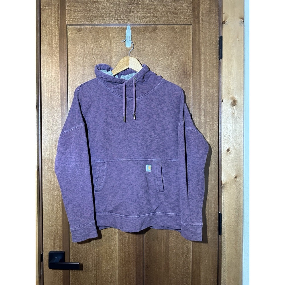 Carhartt Womens Medium Purple Funnel Neck Hoodie Relaxed Fit (Fits Small)